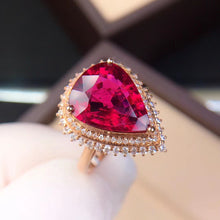 Load image into Gallery viewer, 7.79ctw Certified Natural Red Tourmaline & Diamond Ring 18K White Gold