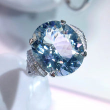 Load image into Gallery viewer, 10.58ctw Certified Natural Aquamarine & Diamond Ring 18K White Gold
