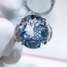 Load image into Gallery viewer, 10.58ctw Certified Natural Aquamarine & Diamond Ring 18K White Gold