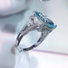 Load image into Gallery viewer, 10.58ctw Certified Natural Aquamarine & Diamond Ring 18K White Gold