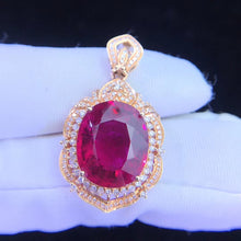 Load image into Gallery viewer, 9.39ct Certified Natural Rubellite Tourmaline & Diamond Pendant 18K White Gold
