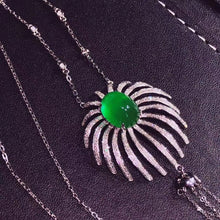 Load image into Gallery viewer, 7.39ctw Certified Natural Emerald & Diamond Necklace in 18K White Gold