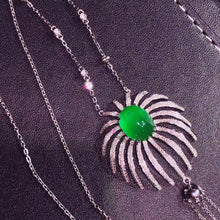 Load image into Gallery viewer, 7.39ctw Certified Natural Emerald & Diamond Necklace in 18K White Gold