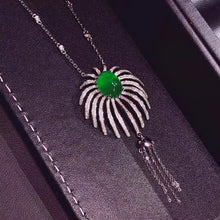 Load image into Gallery viewer, 7.39ctw Certified Natural Emerald & Diamond Necklace in 18K White Gold