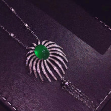 Load image into Gallery viewer, 7.39ctw Certified Natural Emerald & Diamond Necklace in 18K White Gold