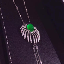 Load image into Gallery viewer, 7.39ctw Certified Natural Emerald & Diamond Necklace in 18K White Gold