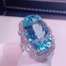 Load image into Gallery viewer, 21.18ctw Certified Natural Aquamarine & Diamond Ring 18K White Gold