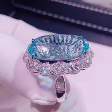 Load image into Gallery viewer, 21.18ctw Certified Natural Aquamarine & Diamond Ring 18K White Gold