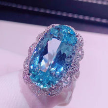 Load image into Gallery viewer, 21.18ctw Certified Natural Aquamarine & Diamond Ring 18K White Gold