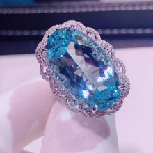 Load image into Gallery viewer, 21.18ctw Certified Natural Aquamarine & Diamond Ring 18K White Gold