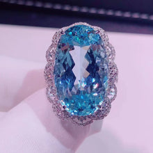 Load image into Gallery viewer, 21.18ctw Certified Natural Aquamarine & Diamond Ring 18K White Gold