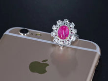 Load image into Gallery viewer, 4.14ctw Certified Natural Ruby & Diamond Ring 18K White Gold