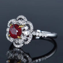 Load image into Gallery viewer, 1.50ctw Certified Ruby & Diamond Ring 18K White Gold