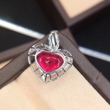 Load image into Gallery viewer, 5.640ct Certified Natural Rubellite Tourmaline & Diamond Pendant 18K White Gold