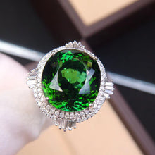 Load image into Gallery viewer, 15.20ct Certified Natural Tourmaline & Diamond Ring 18K White Gold