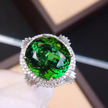Load image into Gallery viewer, 15.20ct Certified Natural Tourmaline & Diamond Ring 18K White Gold