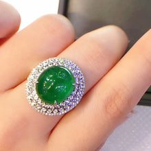 Load image into Gallery viewer, 10.18ctw Certified Natural Emerald & Diamond Ring 18K White Gold