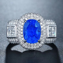 Load image into Gallery viewer, 5.86ctw Certified Natural Sapphire & Diamond Ring 18K White Gold