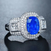 Load image into Gallery viewer, 5.86ctw Certified Natural Sapphire & Diamond Ring 18K White Gold