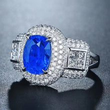 Load image into Gallery viewer, 5.86ctw Certified Natural Sapphire & Diamond Ring 18K White Gold