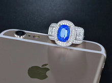 Load image into Gallery viewer, 5.86ctw Certified Natural Sapphire & Diamond Ring 18K White Gold