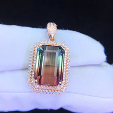 Load image into Gallery viewer, 12.280ctw Certified Natural Watermelon Tourmaline & Diamond Pendant 18K White Gold