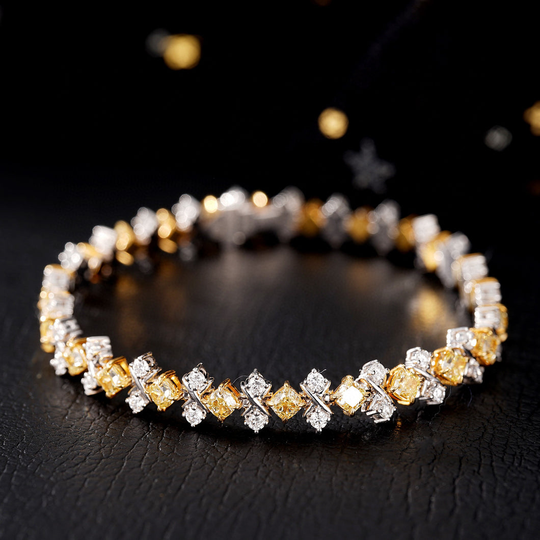 5.982ctw Natural Yellow Diamond Bracelet in 18K Gold