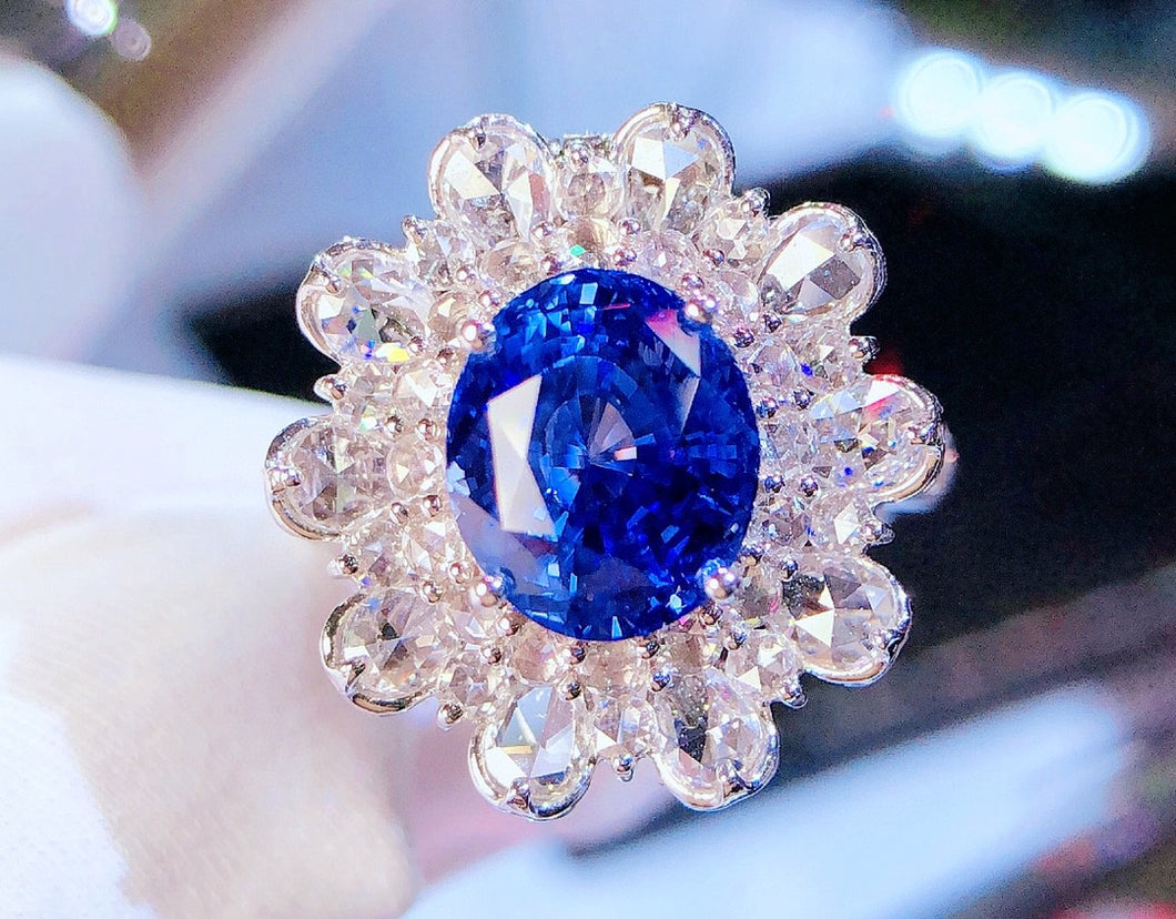 GUILD Certified 6.52ct Natural Cornflower Blue Unheated Sapphire Ring & Pendant in One Style