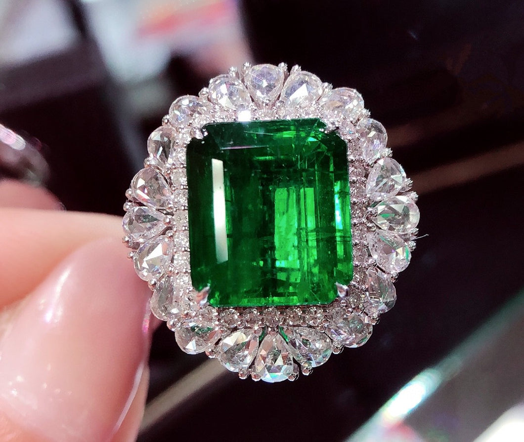 GUILD Certified 9.80ctw Natural Emerald Ring & Pendant in One Style