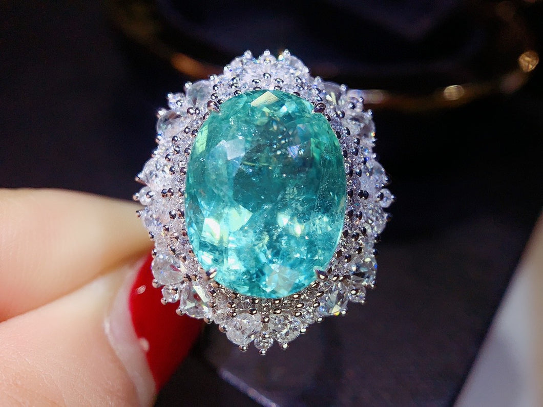 GUILD Certified 9.96ct Natural Paraiba Tourmaline Ring & Pendant in One Style