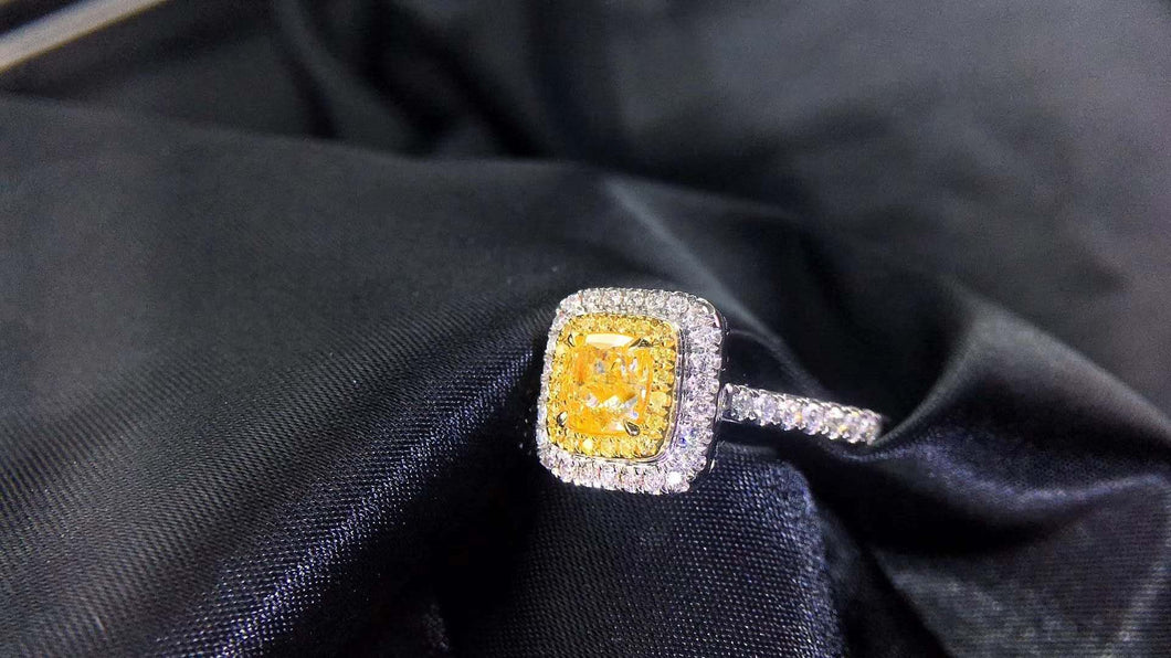 GIA Certified 1.435ctw Cushion Natural Yellow Diamond Ring & Pendant in One Style