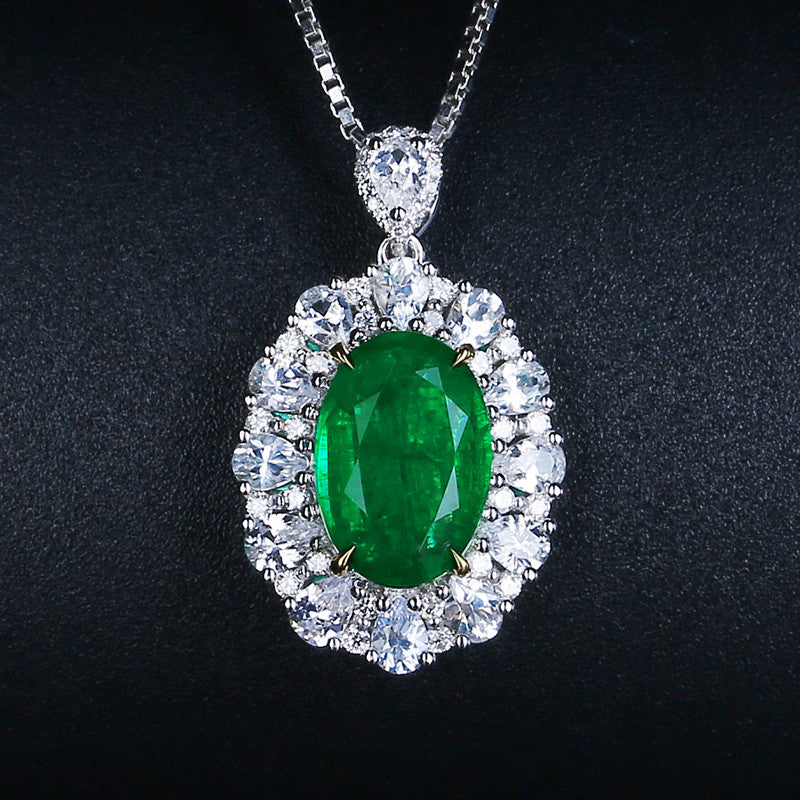 GRC Certified 3.00ct Natural Emerald & Diamond Pendant
