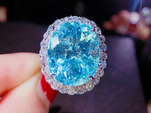 Load image into Gallery viewer, GUILD Certified 17.95ct Natural Neon Blue Paraiba Tourmaline Ring &amp; Pendant in One Style
