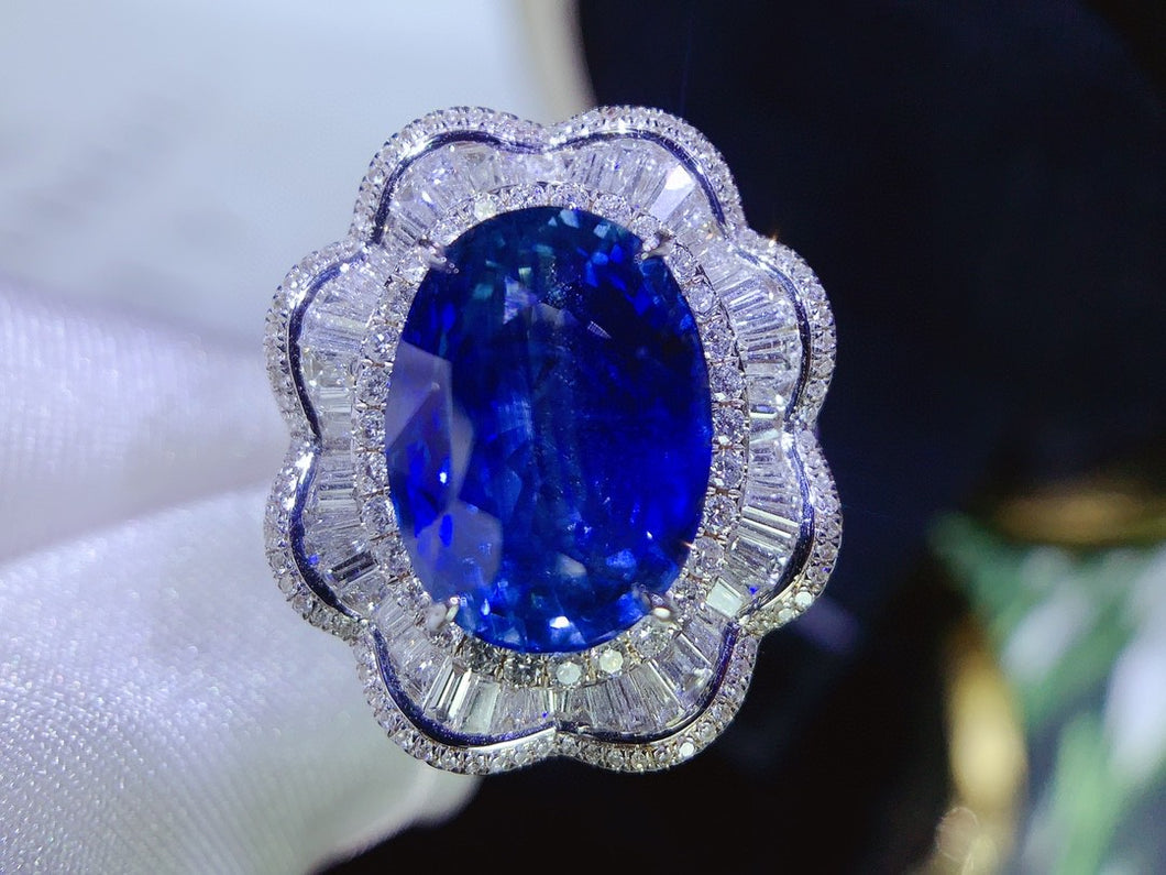 GIL Certified 10.01ct Natural Cornflower Blue Unheated Sapphire Ring & Pendant in One Style