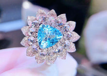 Load image into Gallery viewer, GUILD Certified 2.00ct Natural Neon Blue Paraiba Tourmaline &amp; Diamond Ring in 18K Gold
