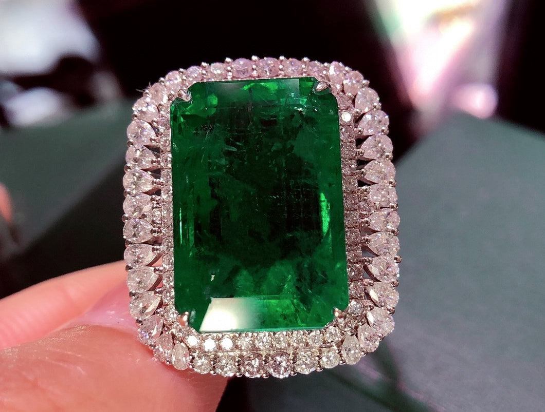 GUILD Certified 22.96ctw Natural Emerald Ring & Pendant in One Style