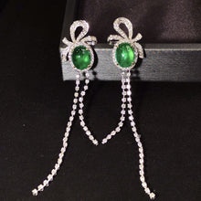 Load image into Gallery viewer, GRC Certified 10.795ctw Vivid Green Natural Emerald &amp; Diamond Earrings
