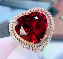 Load image into Gallery viewer, GUILD Certified 30.00ctw Natural Vivid Red Rubellite Tourmaline Ring &amp; Pendant in One Style
