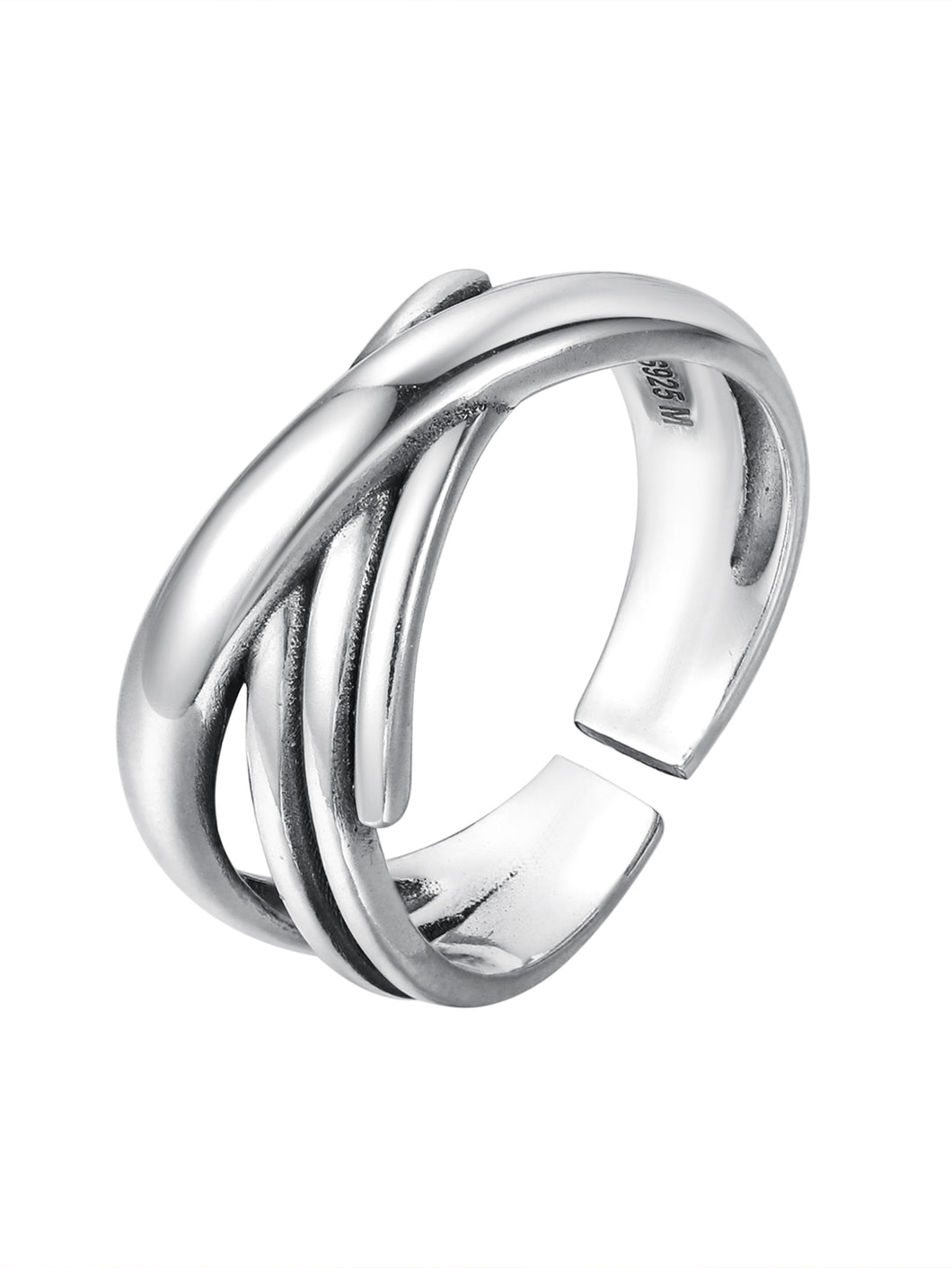 Layered Silver Cuff Ring