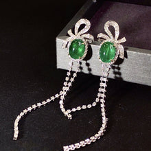 Load image into Gallery viewer, GRC Certified 10.795ctw Vivid Green Natural Emerald &amp; Diamond Earrings
