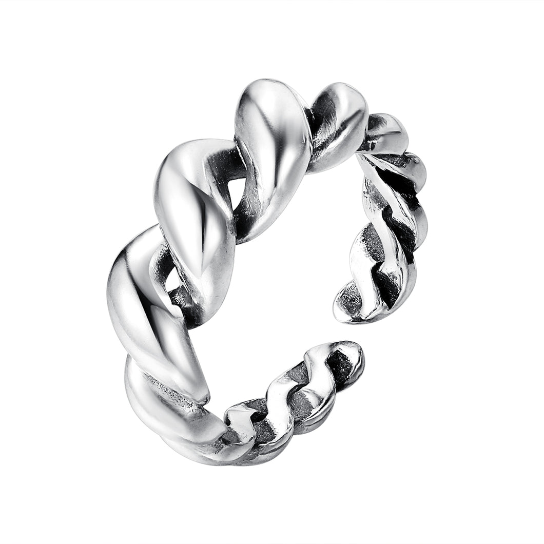 Twist Silver Cuff Ring