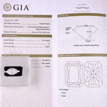Load image into Gallery viewer, GIA Certified 1.01ct Radiant G/VVS1 Natural Diamond Ring in 18K Gold
