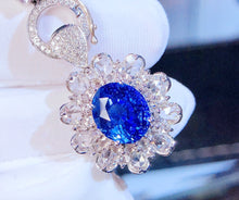Load image into Gallery viewer, GUILD Certified 6.52ct Natural Cornflower Blue Unheated Sapphire Ring &amp; Pendant in One Style
