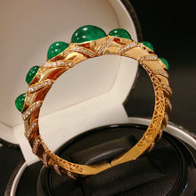 Load image into Gallery viewer, GRC Certified 22.908ctw Natural Emerald &amp; Diamond Bangle
