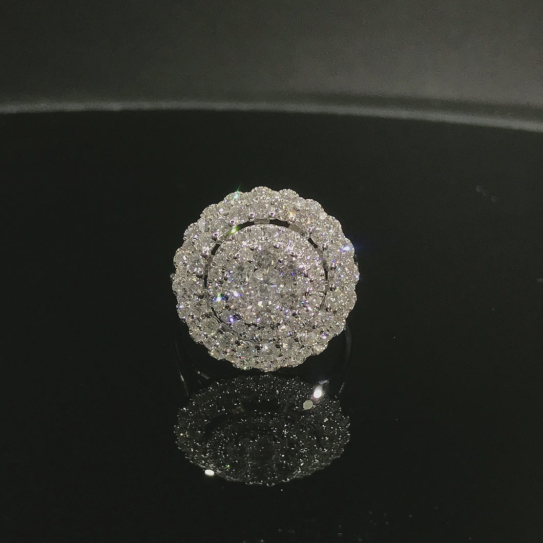 GRC Certified 1.48ctw Natural Diamond Ring 18K White Gold