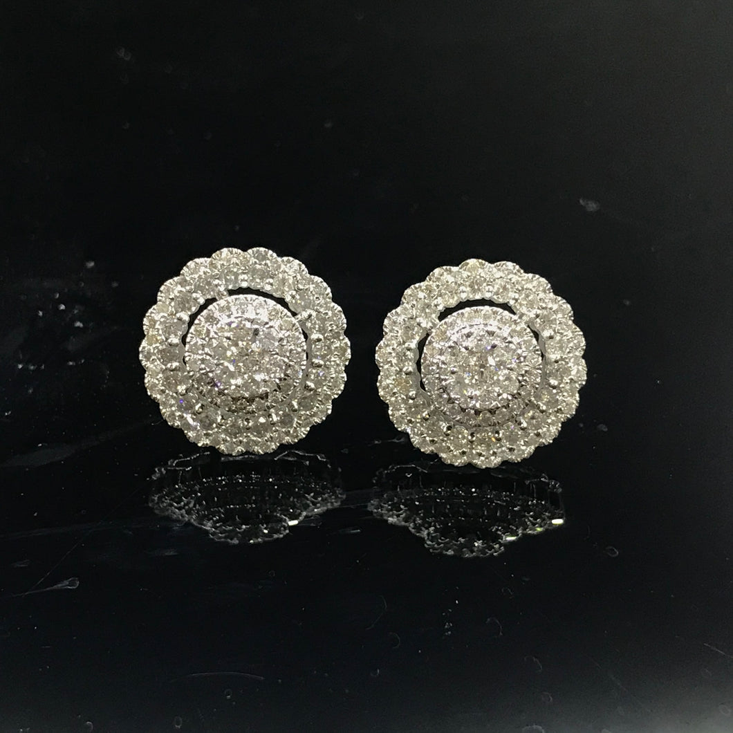 GRC Certified 1.328ctw Natural Diamond Earrings 18K White Gold