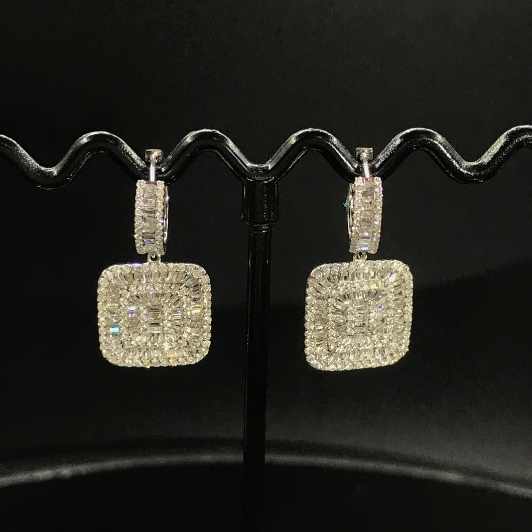 GRC Certified 1.58ctw Natural Diamond Earrings 18K White Gold
