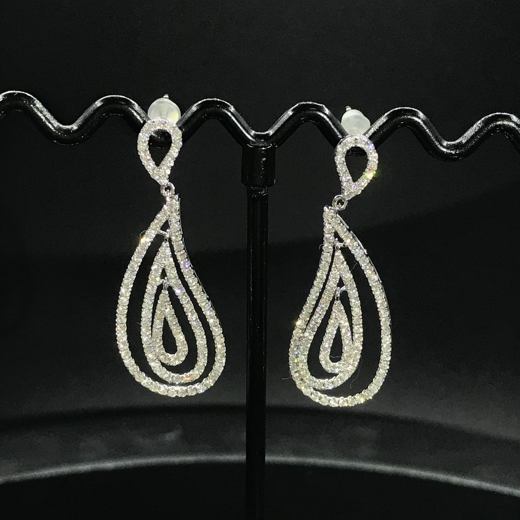 GRC Certified 1.30ctw Natural Diamond Earrings 18K White Gold