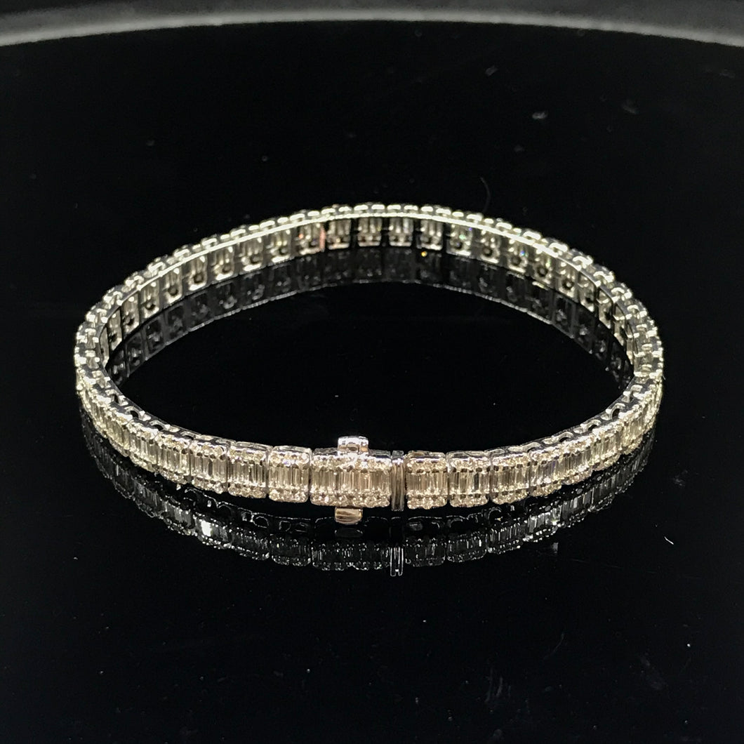 GRC Certified 3.65ctw Natural Diamond Bracelet 18K White Gold