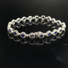 Load image into Gallery viewer, GRC Certified 5.00ct Natural Sapphire &amp; Diamond Bracelet 18K White Gold
